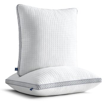 Подушка BedStory 80x80 зі знімним чохлом, регульованим наповнювачем з волокна, готельна подушка на блискавці, комплект з 2 подушок з мікрофібри 1500 г, подушка для шиї, яку можна прати, для алергіків 80x80 см