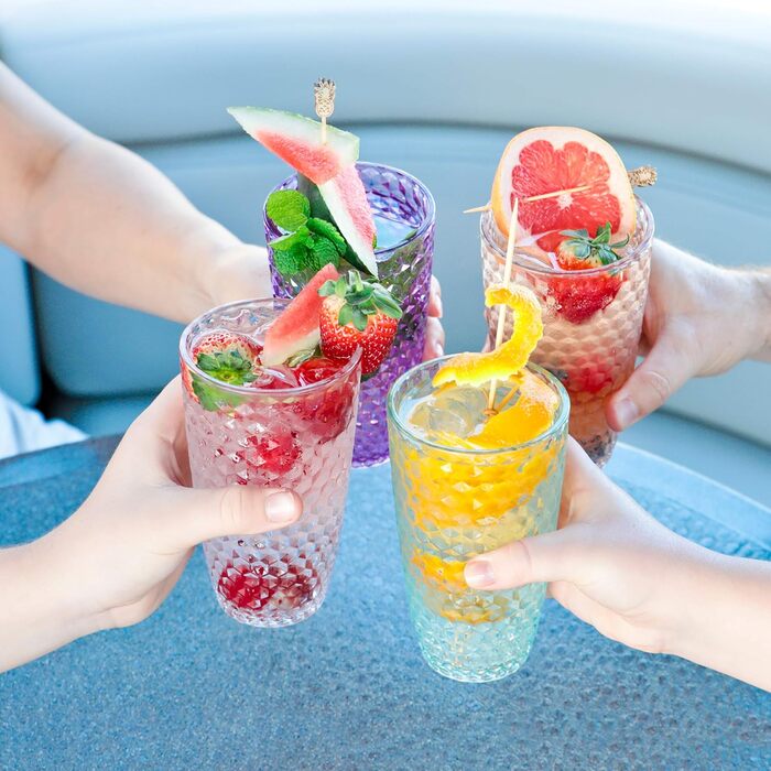 Стакани BELLAFORTE Laguna Beach з ударостійкого пластику Tritan, високі, 540 мл, небиткий посуд для напоїв на відкритому повітрі,