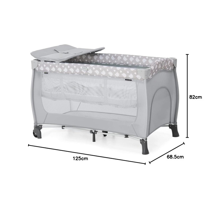 Дорожнє ліжечко Sleep N Play Center з люлькою для новонароджених, пеленальним матрасиком, люлькою-переноскою, колесами, ковзанками