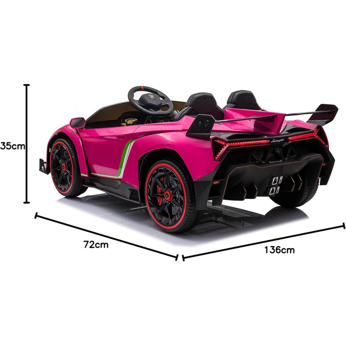 Дитячий електромобіль FINOOS Lambo Veneno 24V електромобіль для дітей 2-місний, гумові шини 4X4, шкіряне сидіння, з пультом дистан