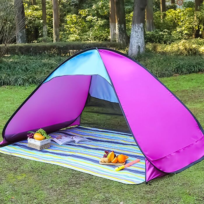 Розкладний пляжний намет із захистом від ультрафіолету, UPF 50, складний пляжний намет для немовлят, вітрозахисний пляжний намет, автоматичний розкладний намет, дитячі пляжні наметки з невеликим розміром упаковки (C-200*130*125)