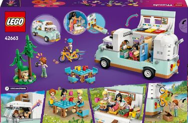 Кемпер LEGO Friends, набір для рольової гри з іграшковим караваном, подарунок для дівчаток віком від 7 років, креативний ігровий набір з 3 мініфігурками та фігуркою тварини-тхора 42663