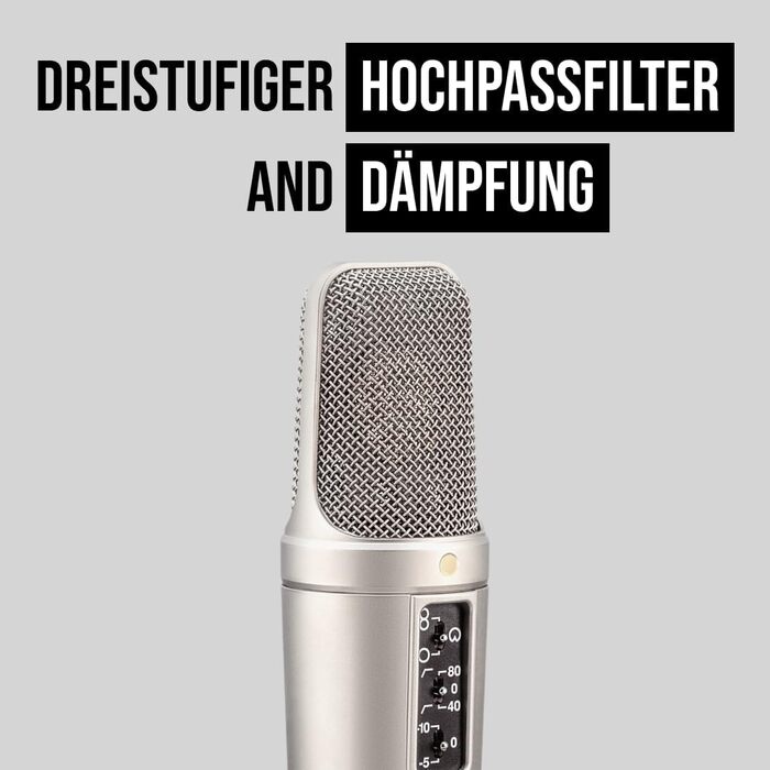�DE NT2-A Універсальний конденсаторний мікрофон з великою діафрагмою зі змінною полярністю, попереднім ослабленням і фільтром висо