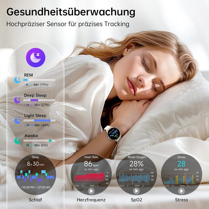 Розумний годинник для чоловіків та жінок, круглий, 1,27-дюймовий AMOLED-розумний годинник з функцією телефону, фітнес-годинник з монітором серцевого ритму, монітором SpO2, монітором сну, крокоміром, 120 спортивних режимів, водонепроникний IP68, сумісний з