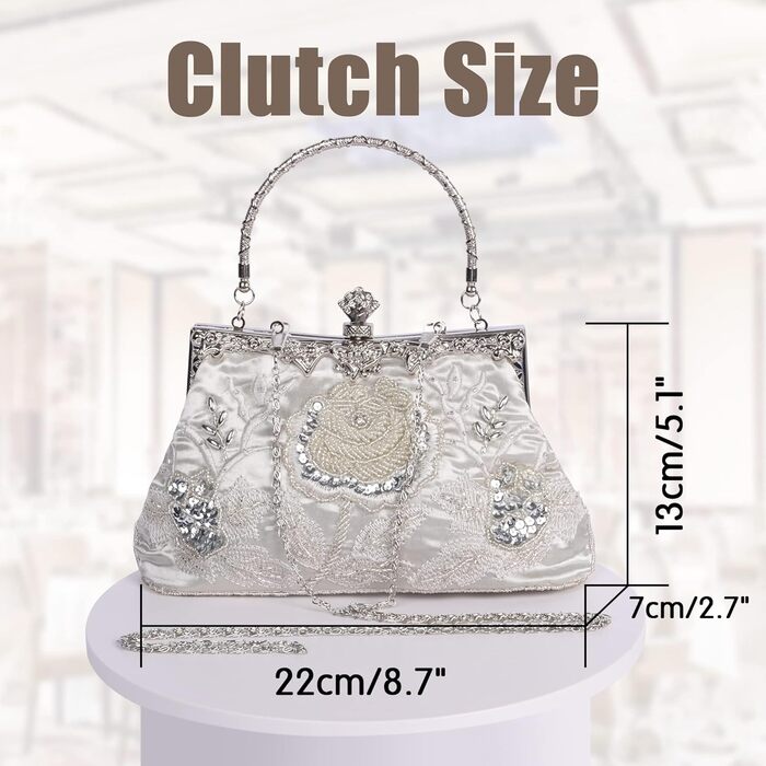 Жіночі клатчі Beaface, квіткові клатчі з бісером для жінок, вишиті клатчі для вечірок та весіль, жіночі сумочки-клатчі сріблястого кольору