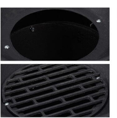 Бочка для барбекю Relaxdays чавунна, регульована по висоті решітка, вентиляція, решітка для деревного вугілля, HBT 40x45x36см, чор