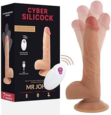 Фалоімітатор Cyber Silcock із функцією вібрації, дистанційне керування, довжина 23,88 см, діаметр 4,3 см