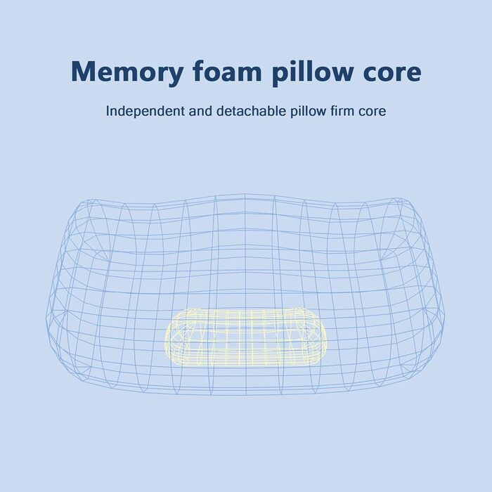 Подушка для шиї, подушка з піни з ефектом пам&39яті, ергономічна, ортопедична подушка з регульованою жорсткістю, подушка для підтримки шиї для сну на боці, спині та животі, 65 x 35 x 11,5 см