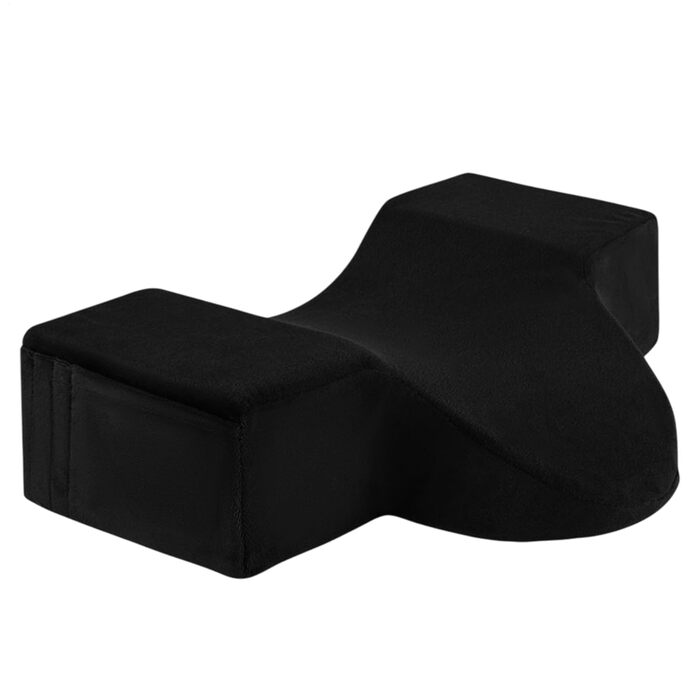 Подушка для вій для нарощування вій, вигнута подушка для шиї, салон краси, нарощування вій, подушка для шийного відділу хребта, ергономічний підголівник з кишенями для підтримки шиї та інструментів, чорна