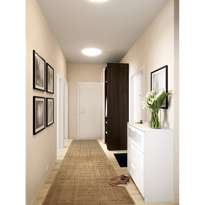 Килимова доріжка з гумовою основою, нековзна, яку можна прати, довжина 2,4 м, для кухні, коридору, сходів, спальні, ванної кімнати, передпокою, коричнево-бежева, вибір довжини (66 x 2,4 м) 2&392&39 x 8&39 (прямокутна) Бежеві цеглинки