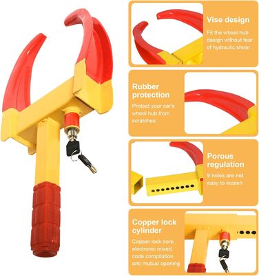 Паркувальний затискач Cathpetic 1PC Bullhorn, Протиугінний причіп, Масштабований і креативний замок для шин для автомобілів, Циліндровий затискач для коліс з латунним замком для причепа для автомобілів, підходить для автомобілів і мотоциклів