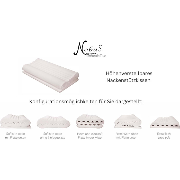 Подушка для шиї BCS Home&Sleep, ортопедична подушка, регульована по висоті 50x30 см, від болю та напруги в шиї, чохол з тенселу, який можна прати та дихає