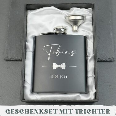 Набір фляжок з гравіюванням - Персоналізований з іменем - Ідея подарунка для весілля та чоловіків - Нержавіюча сталь (Дизайн 8)