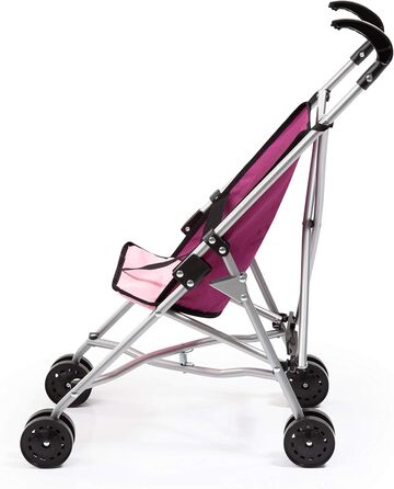 Коляска для ляльок, складна, подвійні колеса, ремені безпеки, з металу, рожева, рожева, єдиноріг, 30537AA