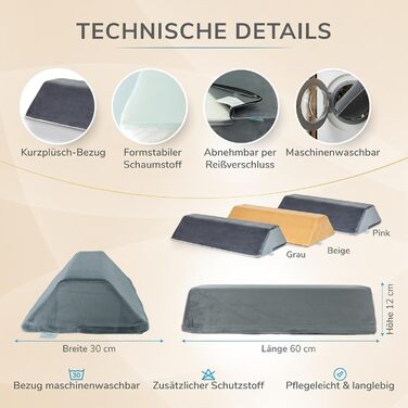 Подушка для спини для ліжка та дивана (сіра) Клиноподібна подушка та подушка для читання для дорослих - Підтримуюча подушка для колін, ніг, спини, пролежнів - Подушка для сидіння ліжка для нахилу та підйому - Ортопедична подушка для спини