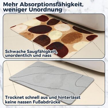 Килимок для ванни з діатомової землі, нековзний, килимок для душу, килимок для ванної, швидковисихаючий, килимок для підлоги зі 100 натурального каменю, килимок для ванної 60x39 см, суперпоглинаючий, килимок для ванної кімнати, килимок для ванної кімнати,