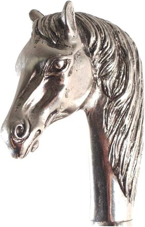 Дизайнерський ріжок для взуття 70 см зі срібною ручкою у вигляді кінської голови, чорний дерев'яний стрижень