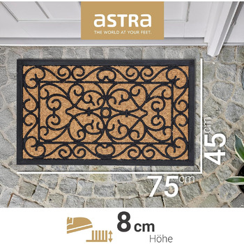 Нековзний килимок для вулиці Astra, стійкий до атмосферних впливів - вхідний килимок Coco Deluxe з гуми та кокосу, антибактеріальний - брудозахисний килимок 45x75 см, комплект з 2 шт. , рельєфний візерунок.
