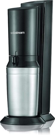 Зі скляною пляшкою для газованої води, яку можна мити в посудомийній машині, включаючи 1 циліндр і 1 скляний графин 0,6 л Колір титан/срібло, матова сталь, титан/срібло 130 см З 1 графином, 2.0