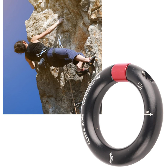 Кільце для спуску на мотузці HERCHR, алюмінієвий сплав 24 кН, отвір, знімний з&39єднувач для скелелазіння, точка з&39єднання запобіжного кільця ущільнювача для скелелазіння, гамак Tree Surgeon, чорний