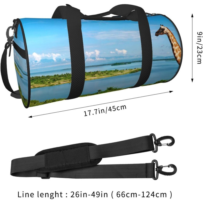Спортивна сумка-мішок для подорожей з африканським принтом (Ніл та жирафи), чорна, універсальний розмір, дорожня сумка