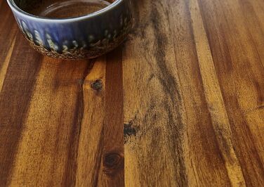 Обідній стіл SAM Esra, 120 x 80 см, масив акації, коньячного кольору, стіл з натуральним краєм та чорним металевим каркасом, обідній стіл зі стільницею з натуральним краєм 26 мм, справжній натуральний край, 120 x 80 см, коньячний/чорний