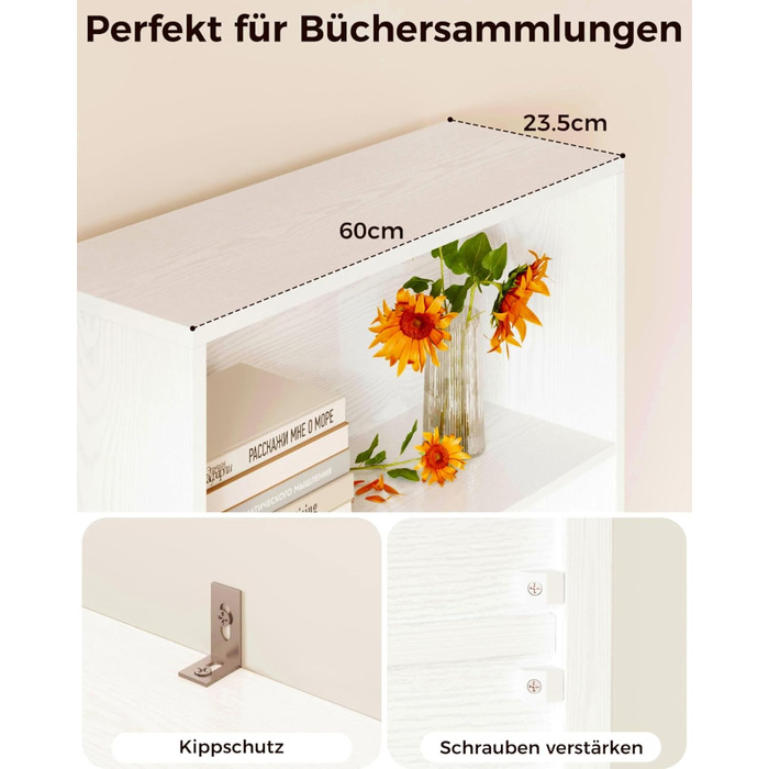 Книжкова шафа IRONCK з дверцятами, 6-ярусна полиця, висота 180 см, дерев&39яна окремостояча полиця, відкрита полиця для зберігання речей для кабінету, офісу, вітальні, спальні (біла)