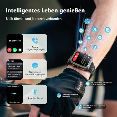 Чоловічий смарт-годинник Blackview з GPS/компасом/Bluetooth дзвінками/світлодіодним підсвічуванням/чатом/перекладачем, спортивний годинник зі 100 спортивними режимами - пульс - сон - кроки - калорії - кілометраж, фітнес-годинник для Android та iOS, GPS - 