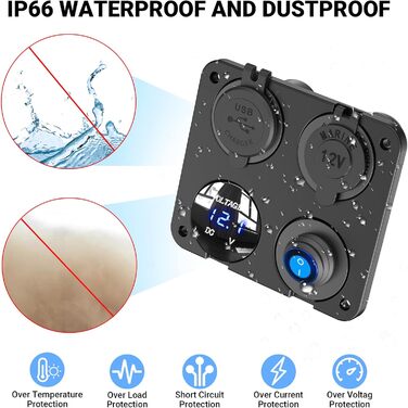 Панель перемикача розетки PD USB Автомобільна розетка для встановлення розетки DC 12 вольт водонепроникний адаптер штепсельної вил