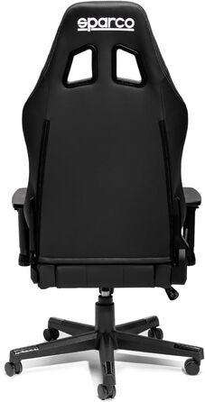 Ігрове крісло Sparco, регульована спинка 150, 2D підлокітники, поперекова підтримка, штучна шкіра, 60 x 60 x 100 см (чорний з срібною прострочкою) чорний зі срібною прострочкою