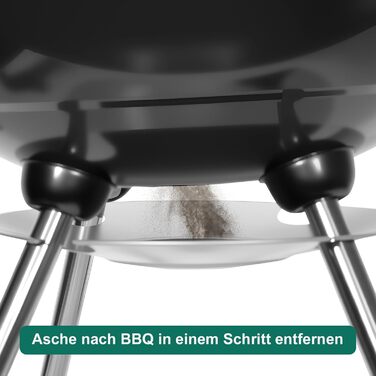 Гриль-мангал вугільний HYCHIKA, Ø47 см (18 дюймів), круглий вертикальний, компактний з кришкою та колесами для саду, балкону, кемпінгу та відпочинку на природі