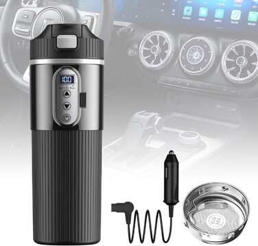 Електричний чайник автомобільний 12V/24V, електричний чайник для автомобіля 12 Вольт 24 Вольт з прикурювачем, кемпінговий чайник д