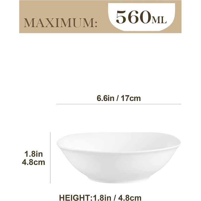 Серія Elisa, 6 шт. Набір порцелянових мисок 6,7 миски для круп салатники десертні миски на 6 осіб миска для пластівців 6 шт. ELISA