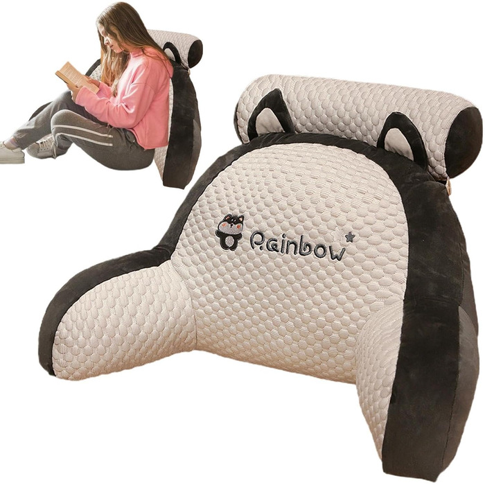 Приліжкова подушка для читання, м&39яка подушка з підлокітниками Надзвичайно зручна підтримка спини, ергономічна подушка. Для читання, гри або перегляду телевізора. 50x70 см, рисова хаскі