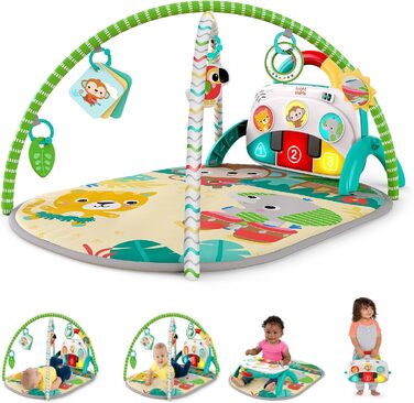 Яскраві старти, 4-в-1 Groovin Kicks Tropical Safari Play Blanket з фортепіано та барабаном, різнокольорове тропічне сафарі Bs