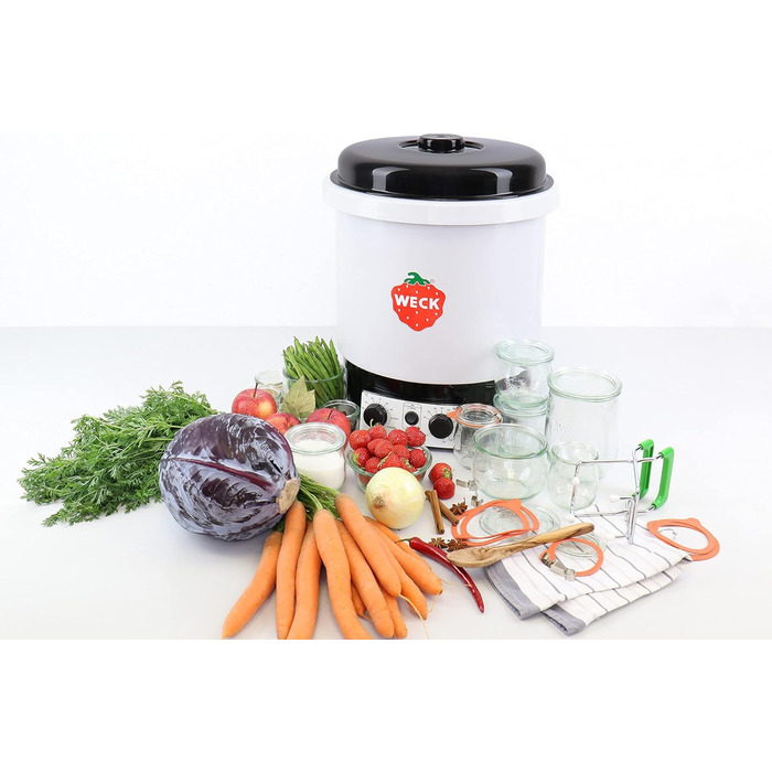 Машина для консервування WECK WAT 15 (емальована каструля для консервації, диспенсер для гарячої води, глінтвейн, з термостатом, з таймером, 29 літрів) 6830, чорний одинарний WAT 15