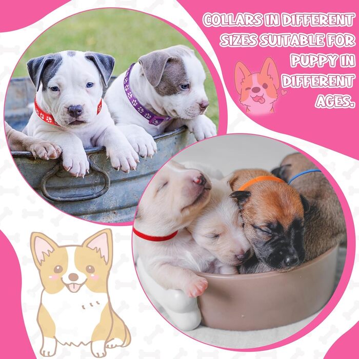 Комплект нашийник та повідця для собак JieyueJewelry (36 шт.), з швидкознімною застібкою, регульований, з дизайном Відбитки лап, м'який нейлоновий нашийник для цуценят та маленьких собак