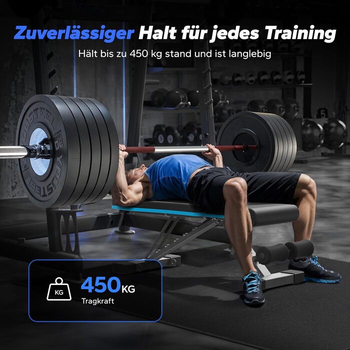 Складана силова лава MERACH, вантажопідйомність 450 кг, багатофункціональна тренувальна лава з 72 положеннями регулювання, регульований кут нахилу для тренувань усього тіла, домашня фітнес-лава, чорна