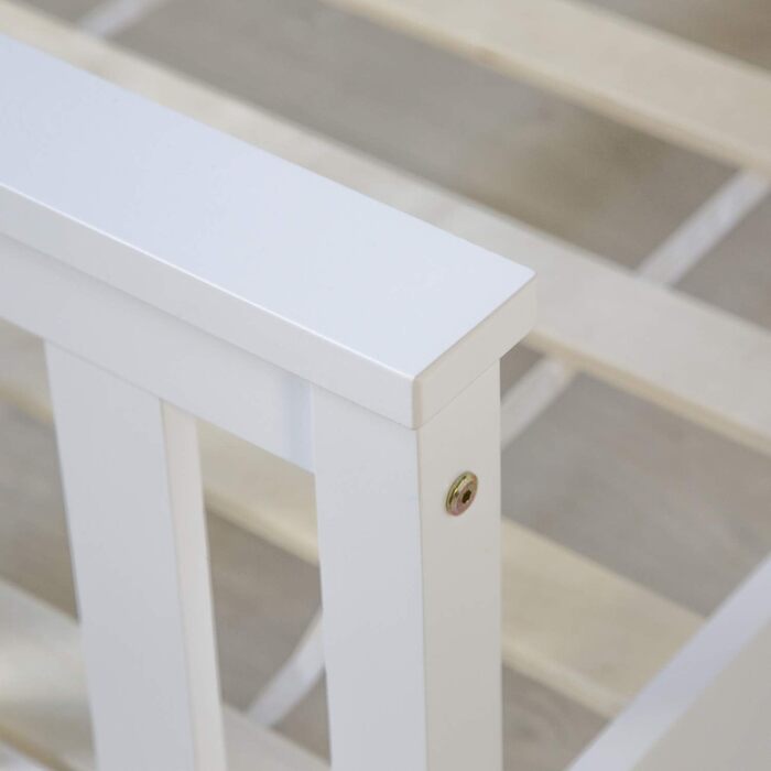 Ліжко Homestyle4u з масиву дерева 140x200 з рейковою основою, узголів&39ям, біле, двоспальне ліжко, каркас ліжка, соснова деревина, 140 x 200 см, білий