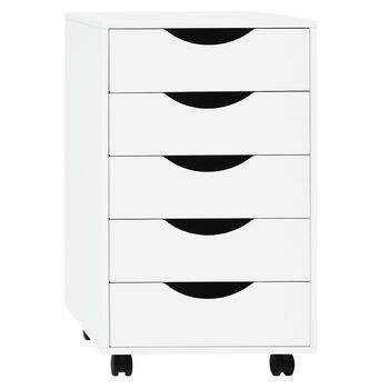 Контейнер на колесах WOLTU з 5 шухлядами, мобільна шафа для документів на колесах, блок з шухлядами, офісна шафа, офісний контейнер, тумба для столу, для домашнього офісу, білий, 40x66,5x40 см, ASK14ws