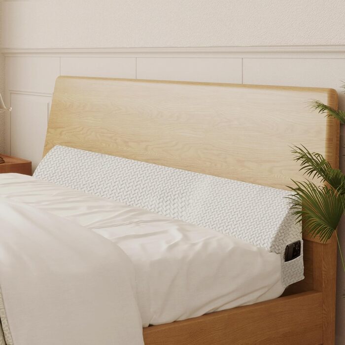 Подушка-клин для узголів&39я ліжка, опорна подушка з піни високої щільності, заповнює проміжок 0-15 см між матрацом та узголів&39ям, ергономічний дизайн для комфорту (білий, 180 x 25 x 15 см) Білий 180*25x15 см