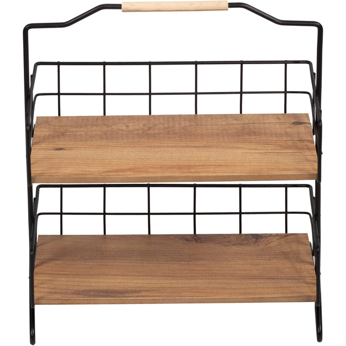 Настільна полиця Sallingsund Кухонна полиця з 2 полицями для зберігання спецій 41,5 x 32 x 15 см Кухонний органайзер Чорний/Колір дерева
