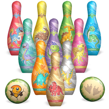 Гра STAY GENT у боулінг з динозаврами для дітей, м&39який набір для боулінгу з 10 кеглями та 2 м&39ячами, дитяча іграшка, іграшка для приміщень, саду та вулиці, ігри, подарунки для дітей віком 2, 3, 4, 5, 6 років, хлопчики та дівчатка, вишневий жовтий ква