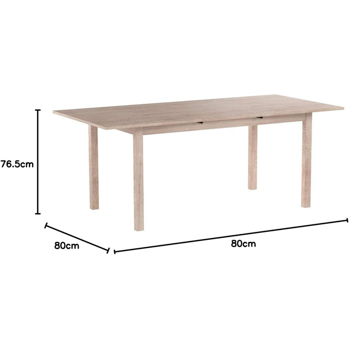 Обідній/кухонний стіл (4 розміри) з висувною дошкою, дуб сонома, 80-120 x 80 см