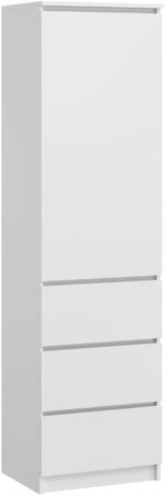 Шафа з шухлядами - Шафа з 3 шухлядами та полицями - Шафа шириною 50 см, висотою 180,5 см, глибиною 40 см - Спальня, дитяча кімната, шафа для білизни - Білий