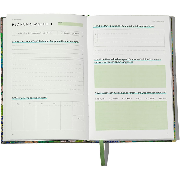 Щоденник успіху BACKWIND PLANNER - Ваш 12-тижневий щоденний планувальник для сталих змін з міні-звичками - Бездатований планувальник справ А5 - Щоденник - Тижневий планувальник - Квіткова обкладинка