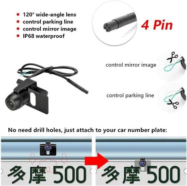 Камера заднього виду з монітором Камера заднього виду Автомобільний IP68 Водонепроникна система датчиків паркування нічного бачення 4.3-дюймовий РК-екран заднього виду