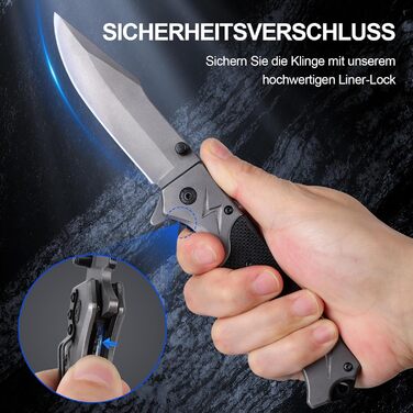 Кишеньковий складаний ніж Rolgno, портативний ніж з нержавіючої сталі, нековзний EDC одноручний ніж для виживання з замком лайнера