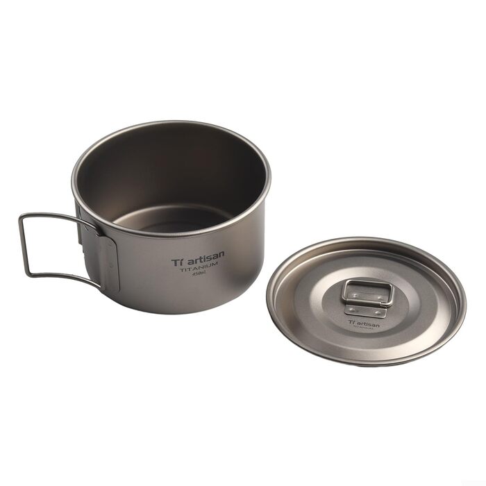 Кемпінгова миска зі складною ручкою, 450 мл або 600 мл, легкий, нержавіючий, безпечний для харчових продуктів посуд для походів, подорожей з рюкзаком та пікніків (450 мл з мисками 600 мл з