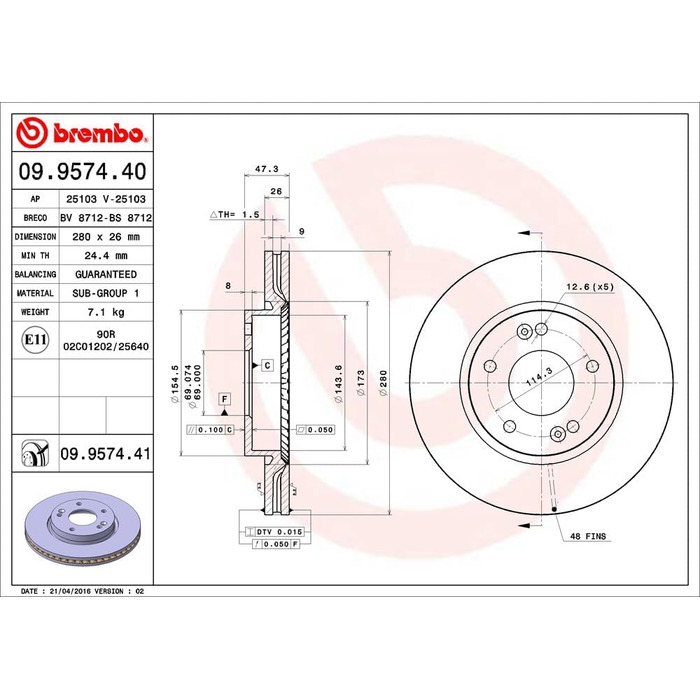 Гальмівні диски BREMBO 09.9574.41